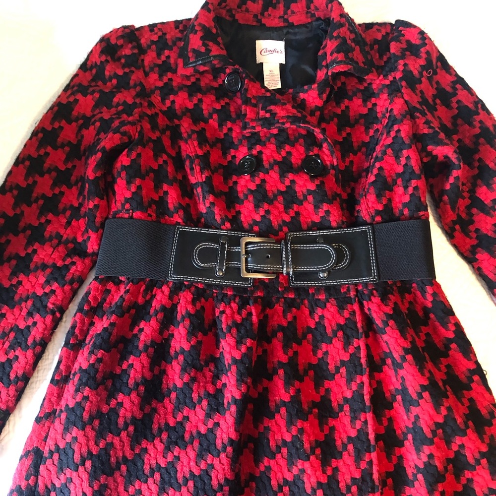 Red pea coat
